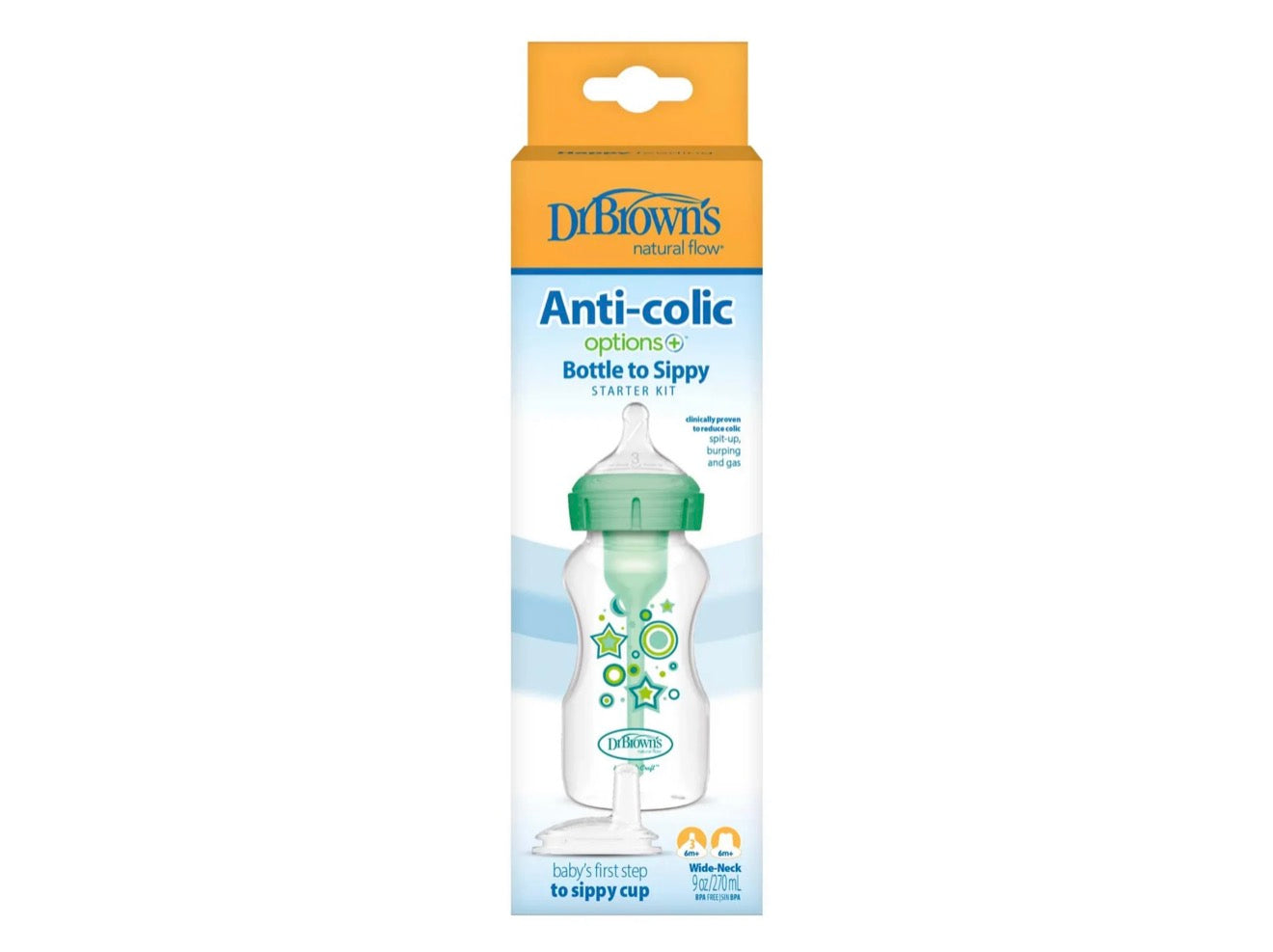 Dr. Brown's Natural Flow Anti-Colic Options+ Wide-Neck Sippy Bottle Starter Kit *270ml